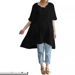 Women Plus Size Vintage Tops Irregular Loose Linen Shirt Blouse Muranba Black B07F926VST